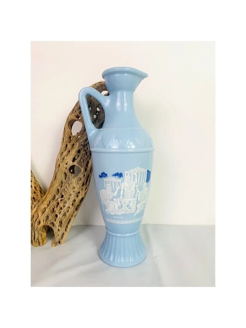 Vintage 1961 Jim Beam Blue Milk Glass Decanter